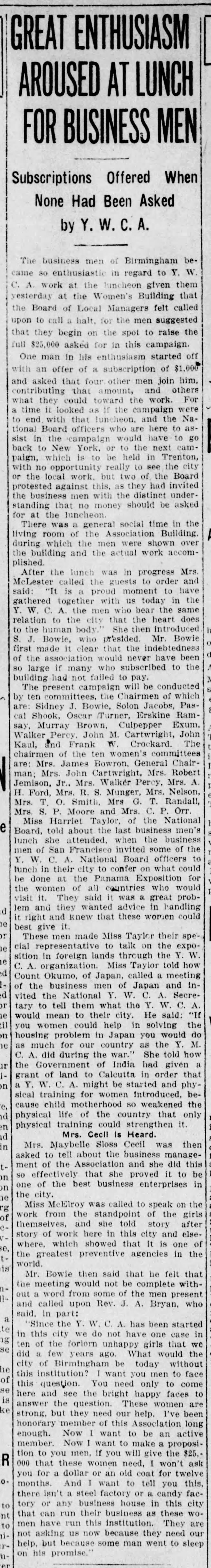 Great Enthusiasm Aroused At Lunch for Business Men